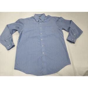 Brooks Brothers 346 Men’s Blue/White Striped No‑Iron Dress Shirt 16.5‑2/3 – EUC